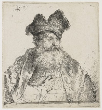 分割された毛皮の帽子を持つ老人 作： Rembrandt van Rijn